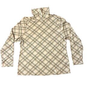 Karen Scott Womens XL Turtleneck Long Sleeve Plaid Top